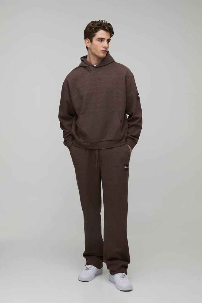Oversized Boxy Wafel Capuchon Trainingspak | Dark Brown | Size Medium