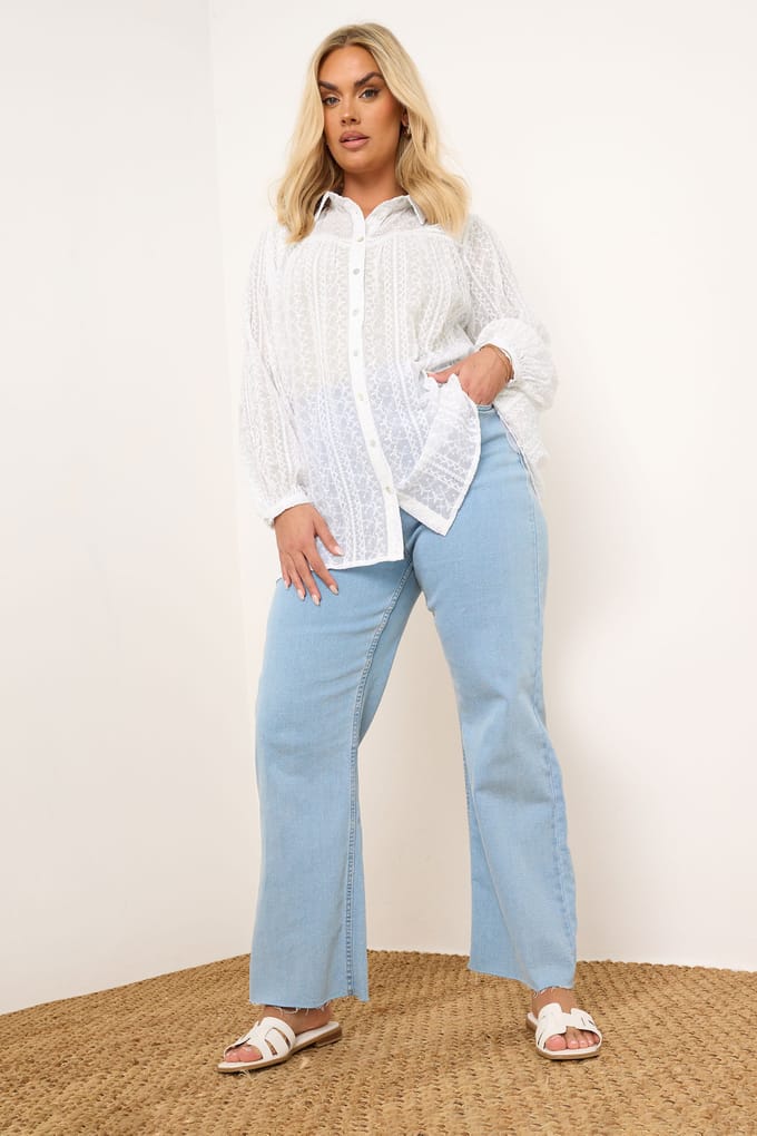 Yours Geborduurd Overhemd Met Knopen In Wit Size 54-56