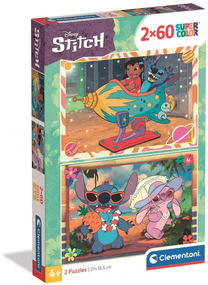 Clementoni - Puzzel - 2X60 Stukjes - Stitch Thema - Puzzel Voor Kinderen - Vanaf 4 Jaar