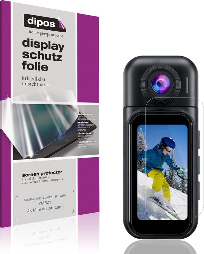dipos – 4x Beschermfolie geschikt voor YMBZY 4K Mini Action Cam | Krasbestendige & heldere Screenprotector Ultra-Thin