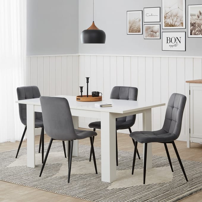 Homestyle4u Eettafel - 120x80 cm - Uitschuifbare Eetkamertafel - Massief Hout - Wit