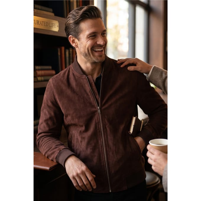 Mans Brown Goat Suede MA-1 Bomberjack-North