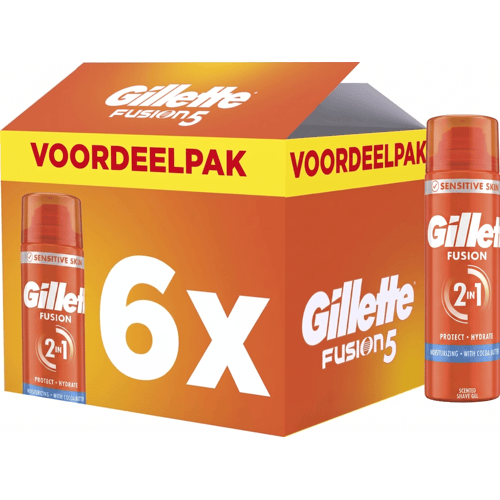 Gillette Scheergel Fusion Moisturizing - 6 x 200 ml - Voordeelverpakking
