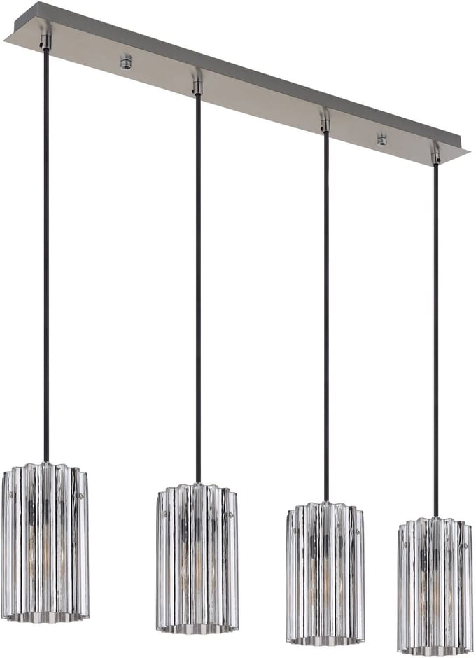 Globo - hanglamp - CAYDEN - staal - glas - grote eettafellamp - E27 - 15747-4H
