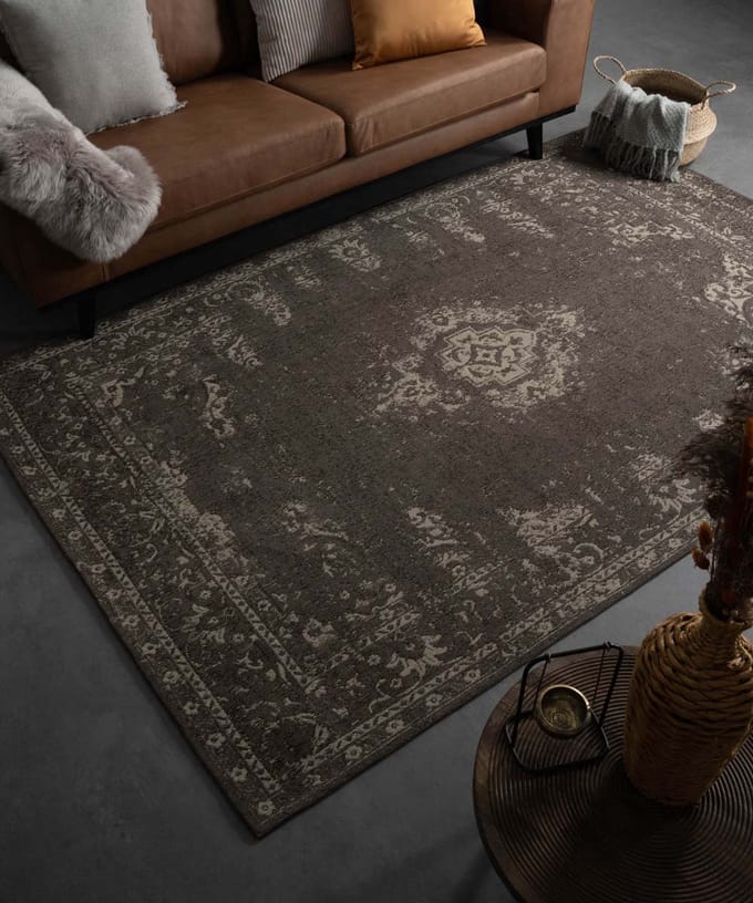 Vintage vloerkleed - Nomad grijs/taupe 140x200