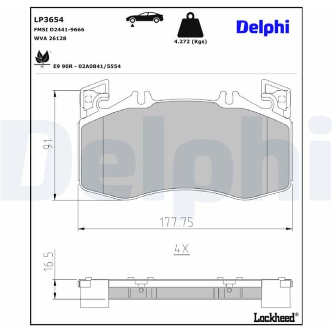 Remblokset DELPHI LP3654, voor