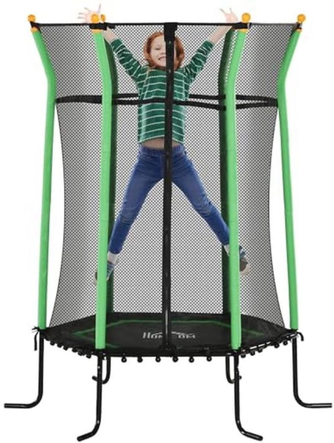 Kindertrampoline met veiligheidsnet en randafdekking voor kinderen van 3 tot 10 jaar