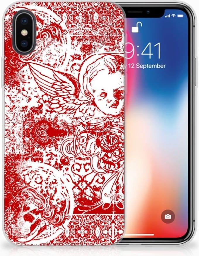 Silicone Back Case Apple iPhone X | Xs Angel Skull Rood