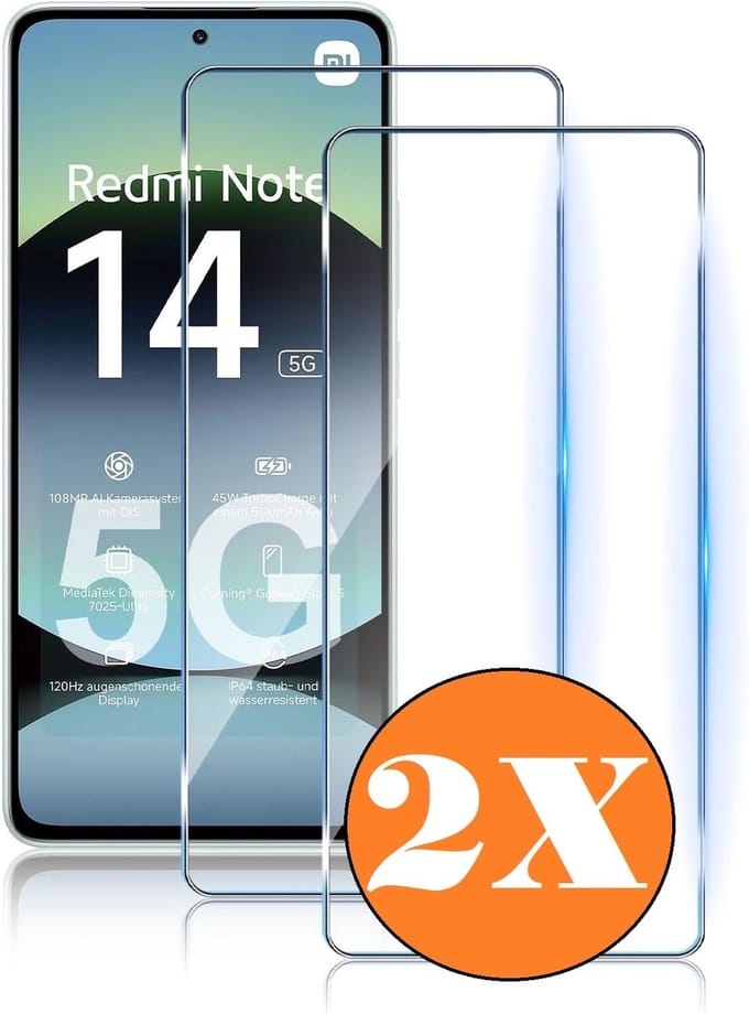 Screenprotector geschikt voor Xiaomi Redmi Note 14 5G Screen Protector - gehard Glas Tempered Glass - 2 Stuks