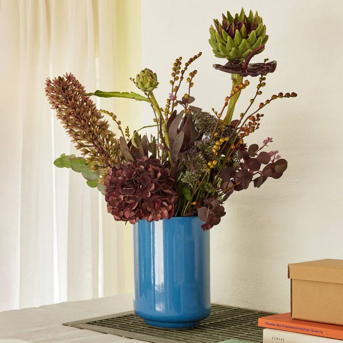 Hübsch Deux potten, roodbruin/blauw, set van 2, steenpoeder