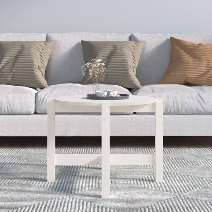 vidaXL - Salontafel - Ø62,5x45 - cm - massief - grenenhout - wit
