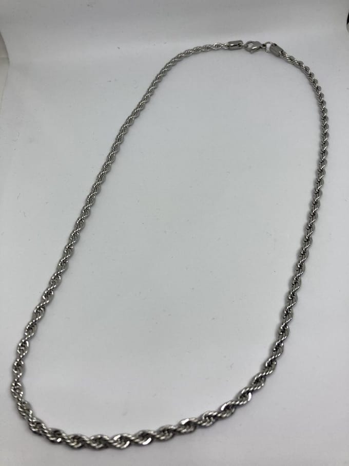 RH-Jewelry. Heren. Stalen koordeketting 4 mm 55cm.