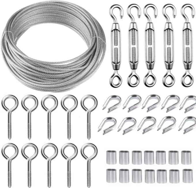Roestvrijstalen Draadset – 30M×2mm, met M5-spanner, voor planten