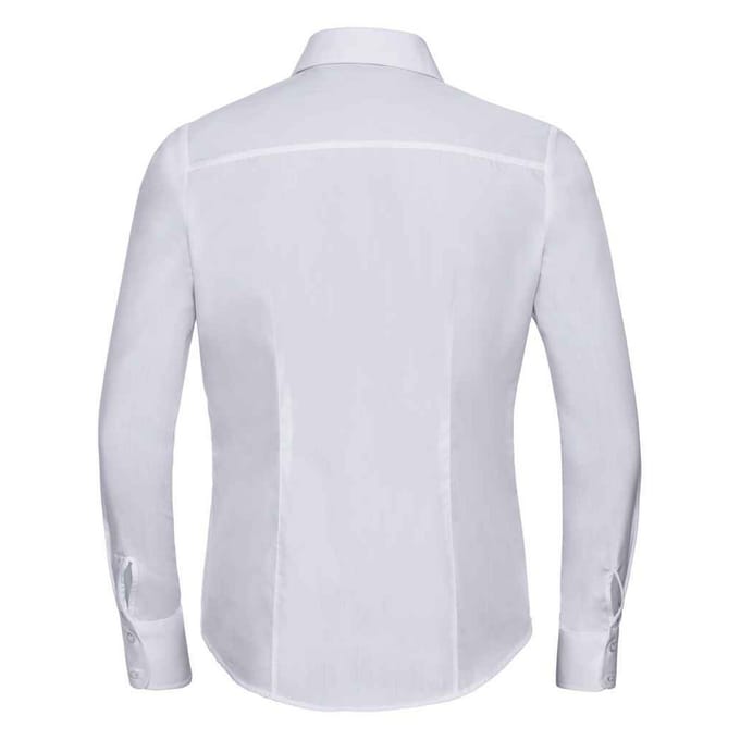 Russell Collection Dames/Dames Poplin met Lange Mouwen Formeel Overhemd (Wit)