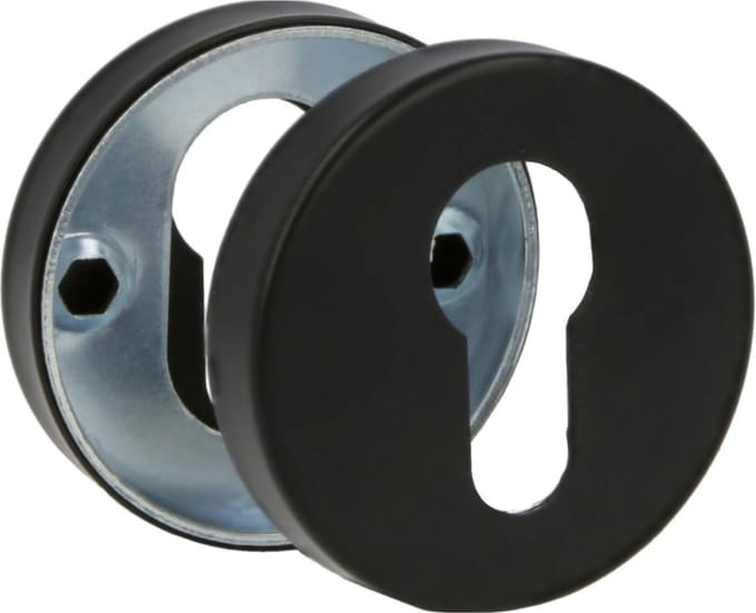Rozet met Sleutelgat - Rond - Mat Zwart - Verdekt - Modern