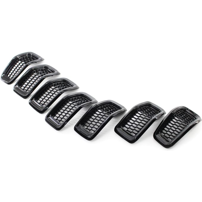 7 PCS Cache-Grille ABS Peint Noir Brillant Remplacement pour Jeep Cherokee 2014 2018 noir