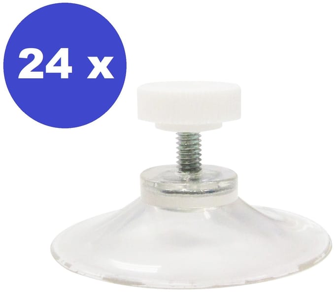 24 x Zuignap 50 mm met schroefdraad M4x10 + wit moertje