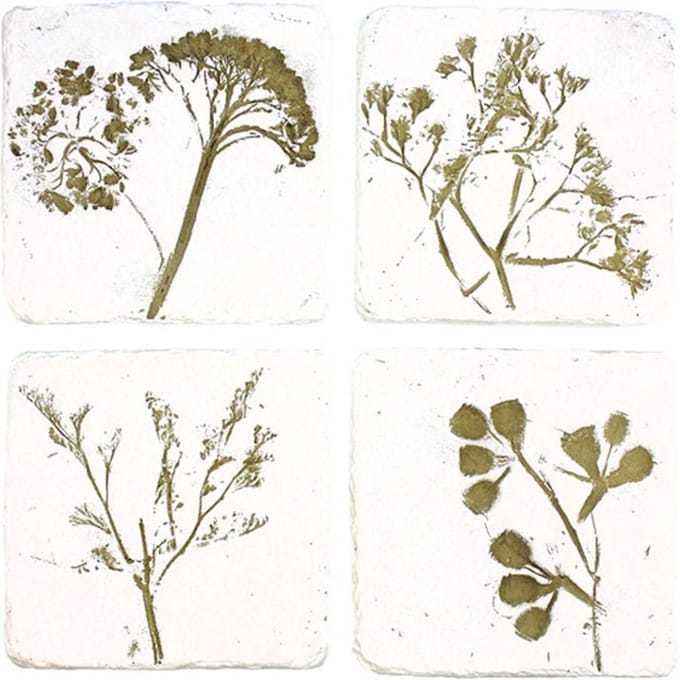 Onderzetters Bloemen reliëf, s/4 9,8x0,7x9,8cm