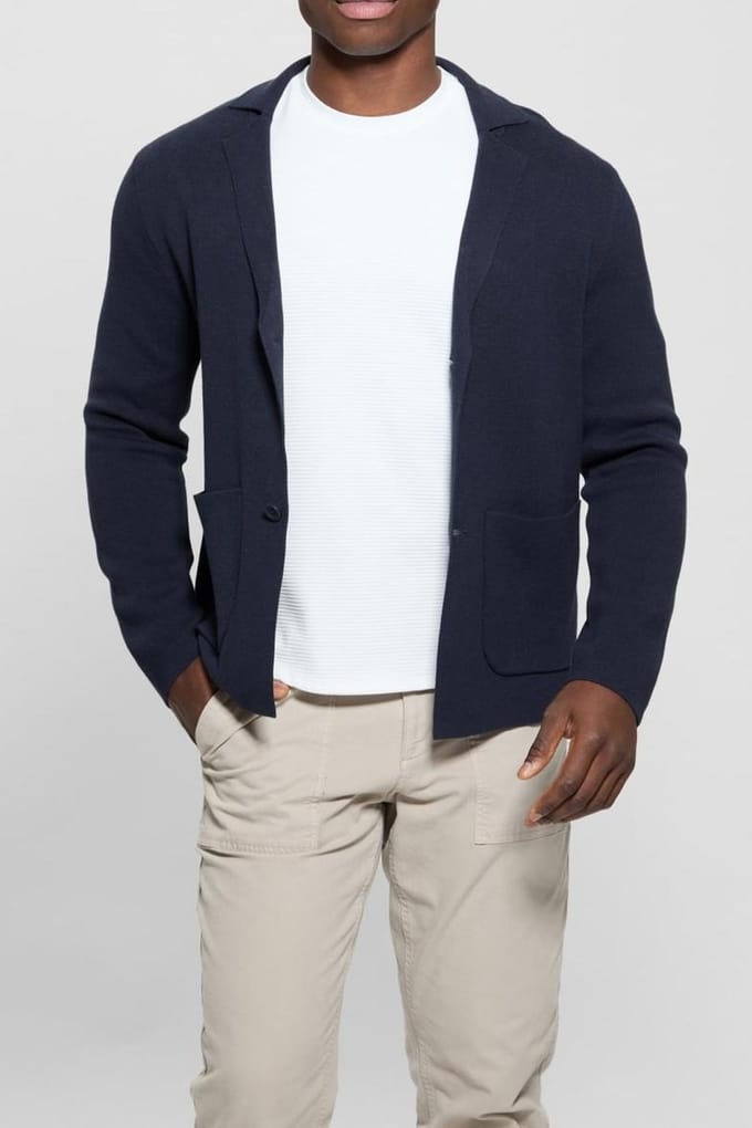 GUESS Ls Bennett Sweater B Smart Blue Taglia: M | Maglie a manica lunga Outlet | Uomo | Blu