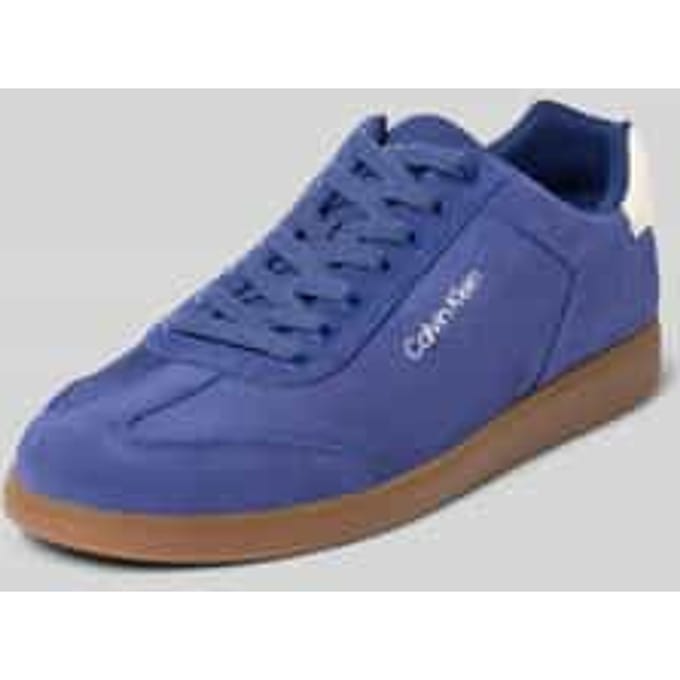 Leren sneakers met labelopschrift