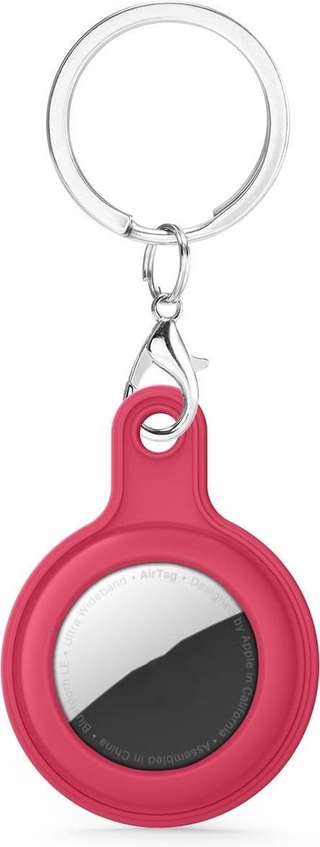 By Qubix - AirTag case gel series - sleutelhanger met ring - donkerrood