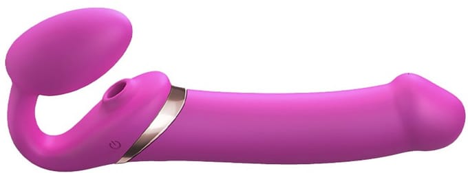 Strap-On-Me - Strapless Strap-on Vibrator Met Luchtdruk Stimulatie - Roze - Maat S
