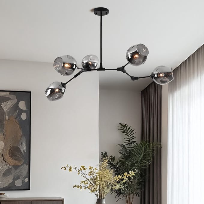 5-lichts zwart met rookglas - Thalia