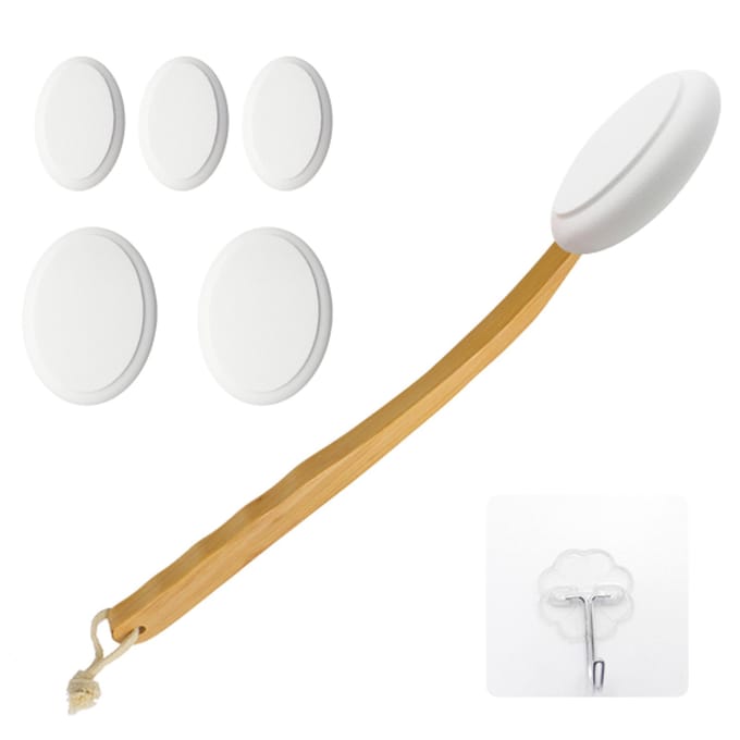 Brosse pour le corps, brosse de bain exfoliante pour le dos, pour douche, poils naturels, massage corporel antidérapant kaki