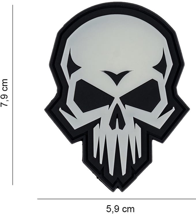 Embleem 3D PVC Psycho skull glow in the dark #10027