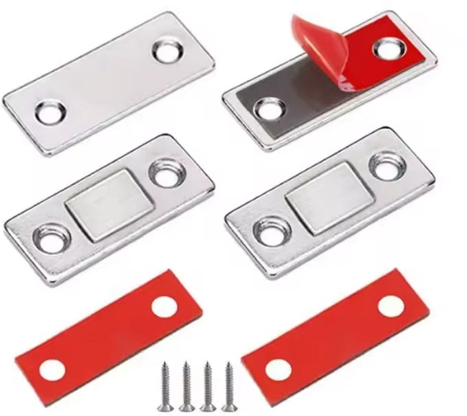 FSW-Products Magneetsluiting – 4 stuks – Zelfklevend & Schroefbaar – Kastsluiting/Deurmagneet – RVS - Magneetsnapper - Stootdoppen