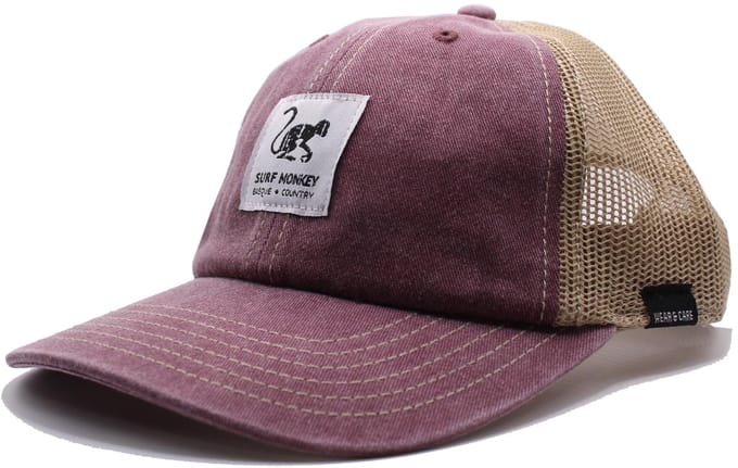 Surf Monkey - Trucker Cap - Zonder structuur - One Size - Organisch Cotton - Granaat