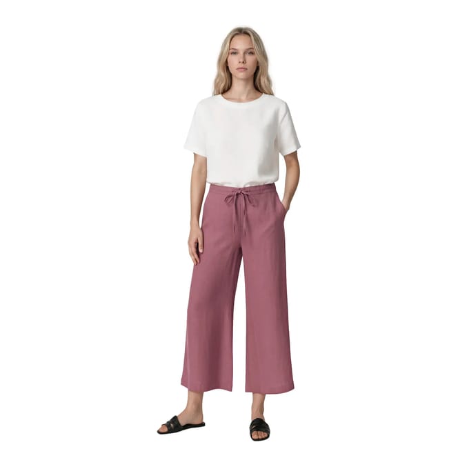 Damesbroek met wijde pijpen Haris Cotton Essentials Drawstring Waist