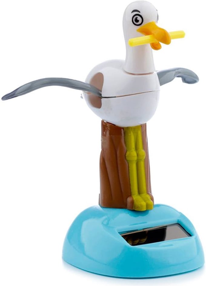 Puckator Solar bewegend figuur/beestje - Zeemeeuw - bewegende vleugels - blauw - 10 cm