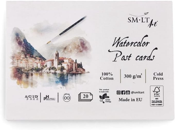 Blok Aquarelpapier 300 g/m² Wit Katoen - 20 Snoerkaarten