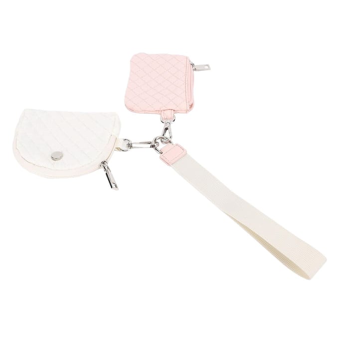 Mini Portefeuille Bracelet Zippé Élégant Amovible Portable Double Pochette Porte-clés white