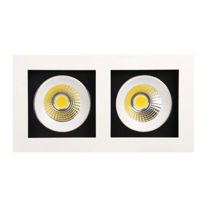 Dubbele spot LED downlight wit 2x8W (Vgl. 2x64W) 6400K Dim. 185x100mm wit