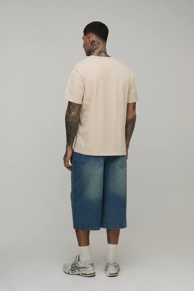 Tall Essential Longline Denim Jorts | Antique Blue | Size 54
