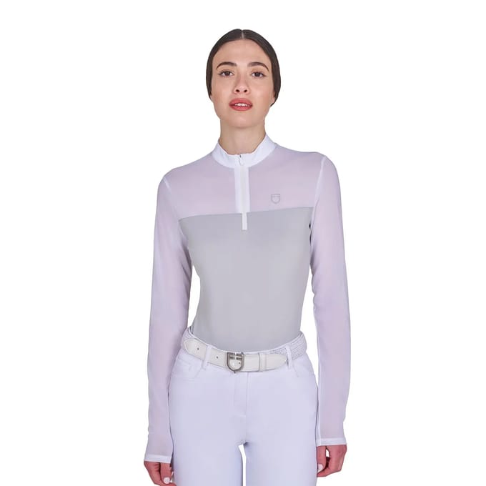 Dames wedstrijdpolo met lange mouwen Equestro Mesh