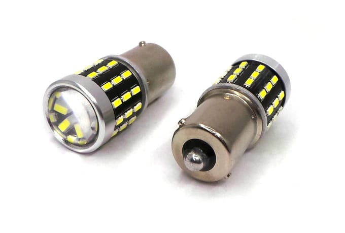2 stuks LED-lamp BA15S, P21W 12-24V CANBUS 1500lm wit met Off-Road-lens