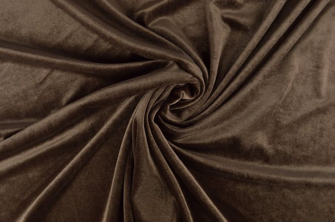 10 meter stretch fluweel - Taupe - 93% polyester - 7% elastaan