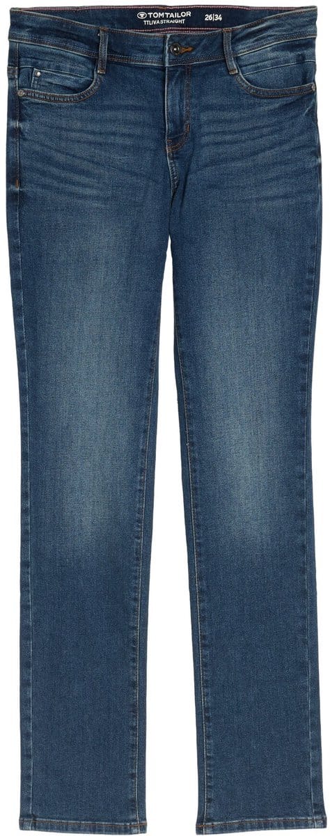 Tom Tailor - TTLIVA STRAIGHT-jeans met stretch - Maat 28/30 - Clean Mid Stone Blue Denim