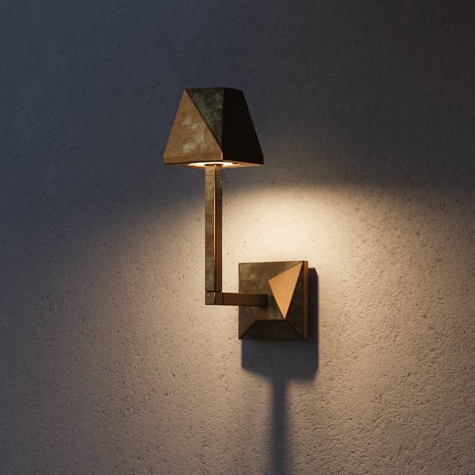 Moretti Luce LED buiten wandlamp Silva Edge, hoogte 30,5 cm, antiek messing