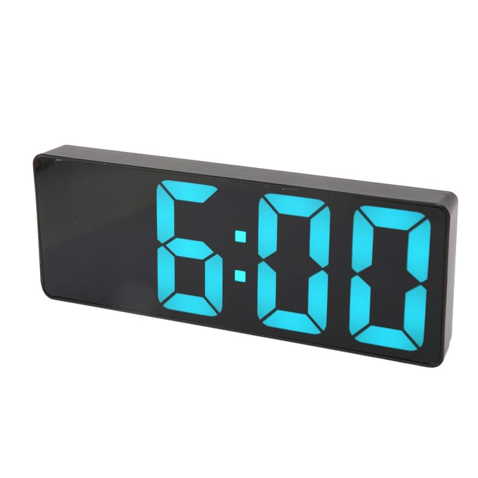 Digitale Wekker USB Batterijgevoed Groot Blauw Cijfer Desktop LED Spiegelklok met Temp blue