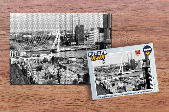 Puzzel Rotterdam - Skyline - Zwart - Wit - Legpuzzel - Puzzel 1000 stukjes volwassenen