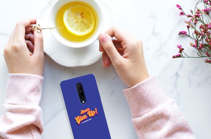 OnePlus 7 Pro Siliconen hoesje met naam Never Give Up
