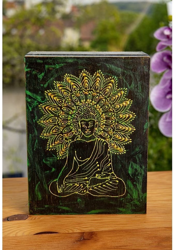 Boeddha houten kist groot