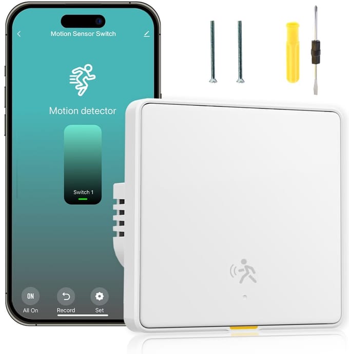 Zigbee Slimme Lichtschakelaar met Radar Bewegingssensor, Werkt met Smart Life App en Tuya