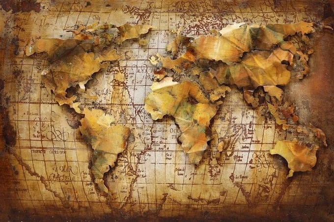 Schilderij metaal 3d landkaart