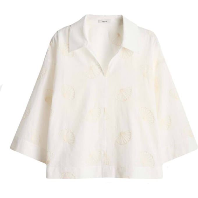 boxy fit blouse met stitchings model 'Famoni'