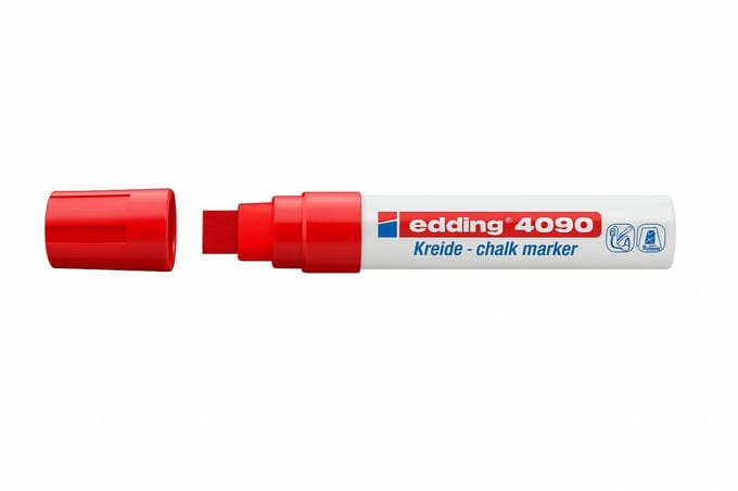 Edding 4090 - Kalkmarker / Window Marker Rood - 4-15 mm - Set van 5